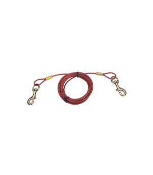 Titan Heavy Cable Dog Tie Out with Brass Plated Snaps Red, 1ea/15 ft
