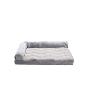 Fur Haven Pet Products Wave Fur & Velvet Orthopedic Deluxe L-Chaise Dog Bed Gray, 1ea/MD