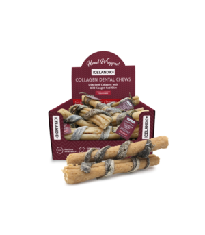 Icelandic+ Beef Collagen Dental Dog Chew w/Wrapped Fish Display Fish, 1ea/8In/18Pc