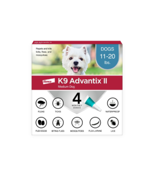 Elanco K9 Advantix II Topical Flea, Tick & Mosquito Treatment & Prevention for Dogs 4-Month Supply, 1ea/MD Dogs (11-20 Lbs)