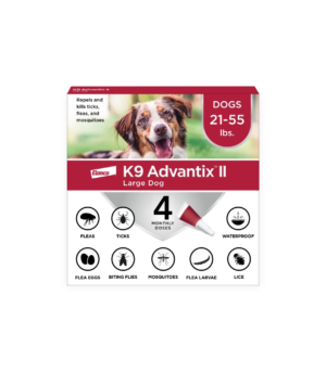 Elanco K9 Advantix II Topical Flea, Tick & Mosquito Treatment & Prevention for Dogs 4-Month Supply, 1ea/LG Dogs (21-55 Lbs)