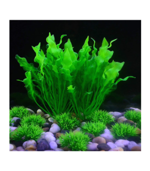 Green Plastic Aquarium Tank Grass Decoration 9.5" Tall Broad Leaf Artificial Aquatic Plants, Aquarium Water Grass for Fish Tank Decoration.