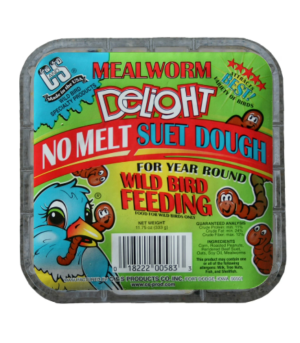 C&S Mealworm Delight No Melt Suet Dough, 11.75 oz Cake, Dry Wild Bird Suet